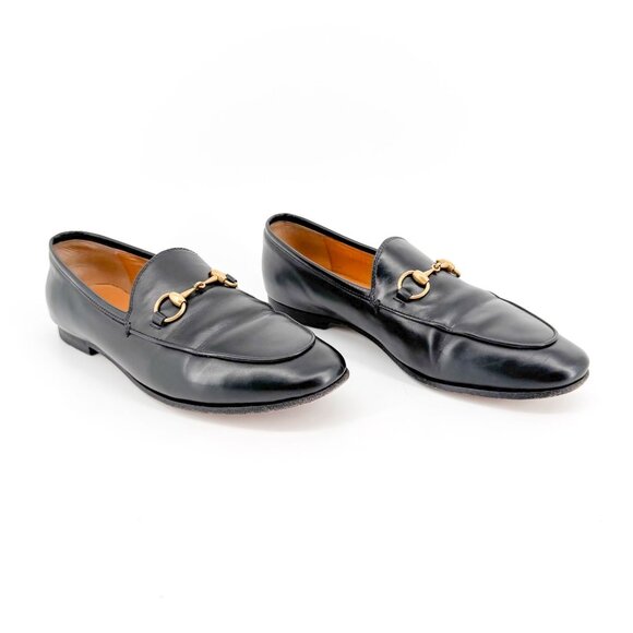 Gucci Jordaan Horsebit Loafer Flat Size 37 US 7 Black Leather Slip On Brixton - Picture 1 of 16